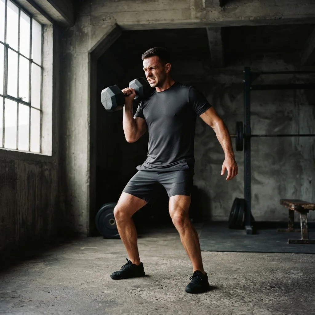 Athlete training in a minimal concrete gym wearing a GIFTECH dry-fit tee