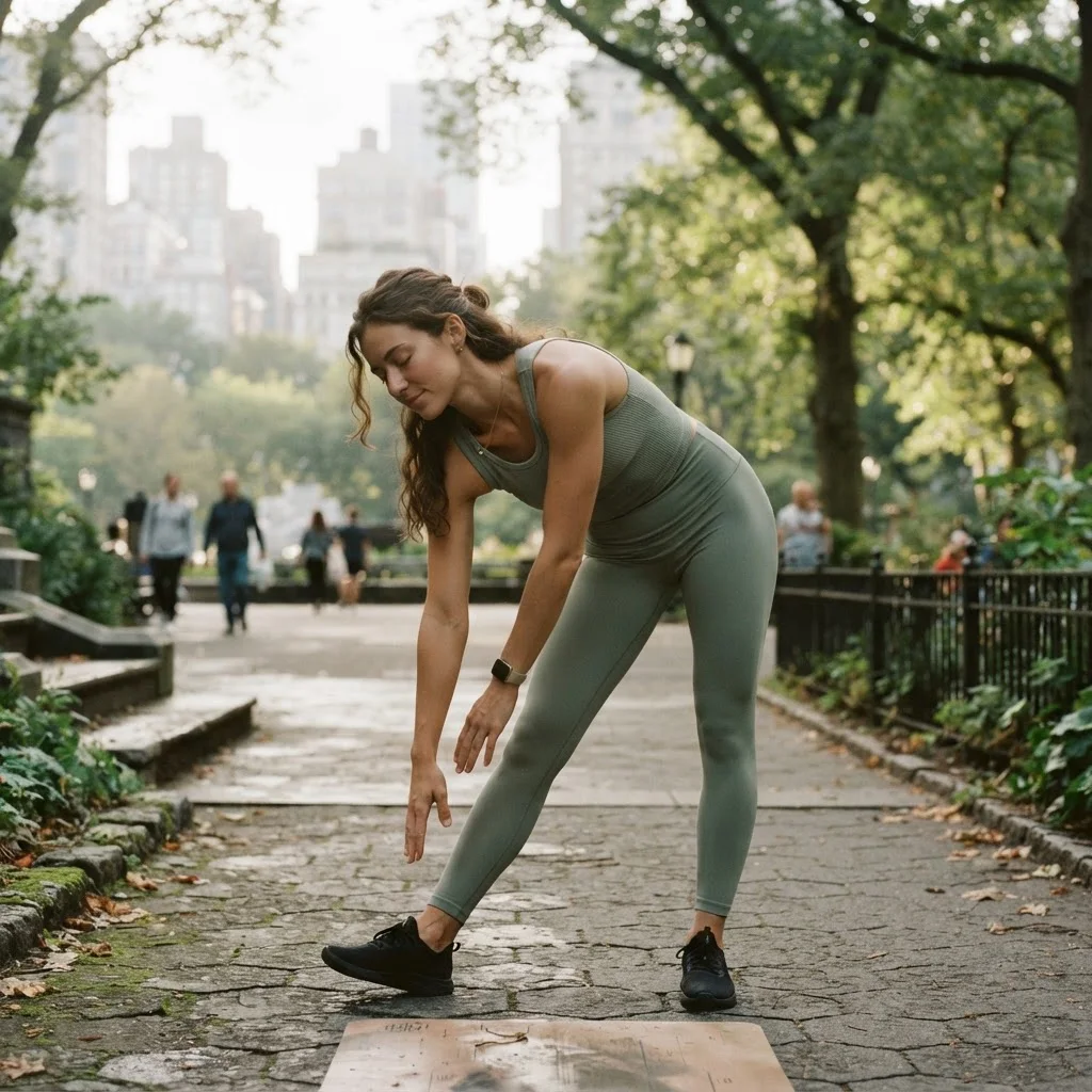 Person stretching outdoors in GIFTECH performance apparel