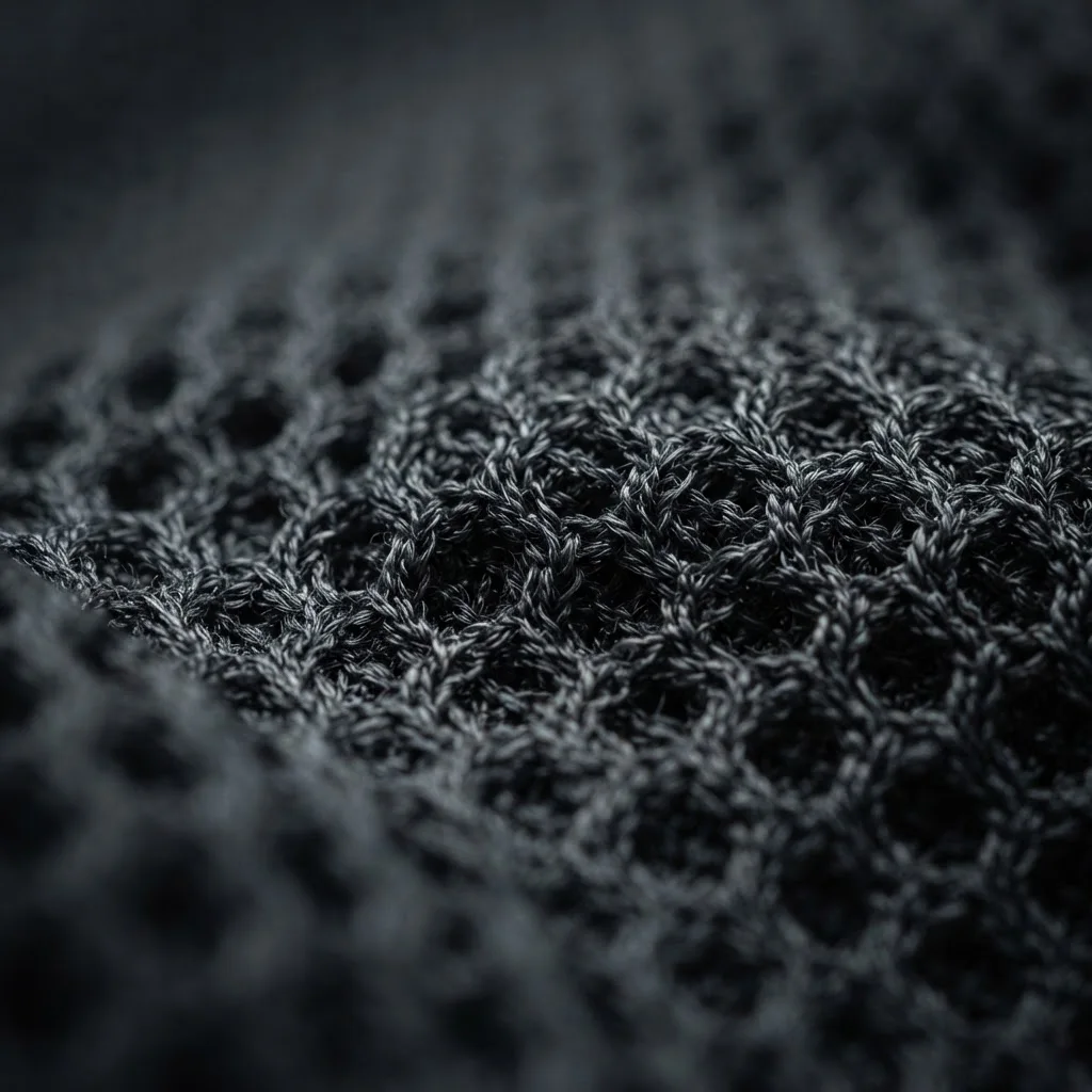 Extreme macro detail of GIFTECH technical performance dry-fit fabric weave